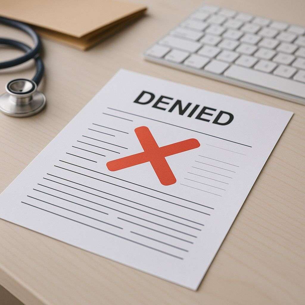 Denial Notice on Wooden Desk