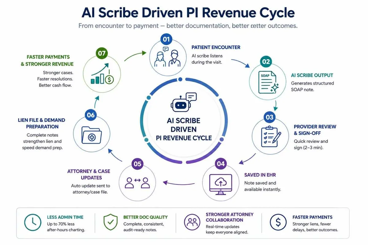 AI scribe-driven revenue cycle workflow