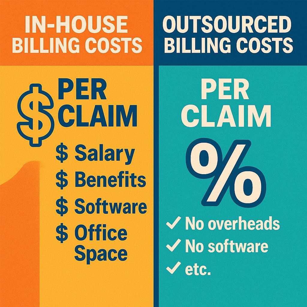 outsourcing medical billing Houston comparing in-house vs. outsourced costs per claim.