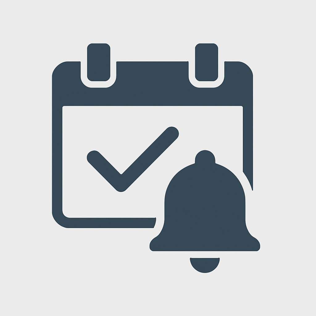 Calendar with Checkmark and Reminder Bell
