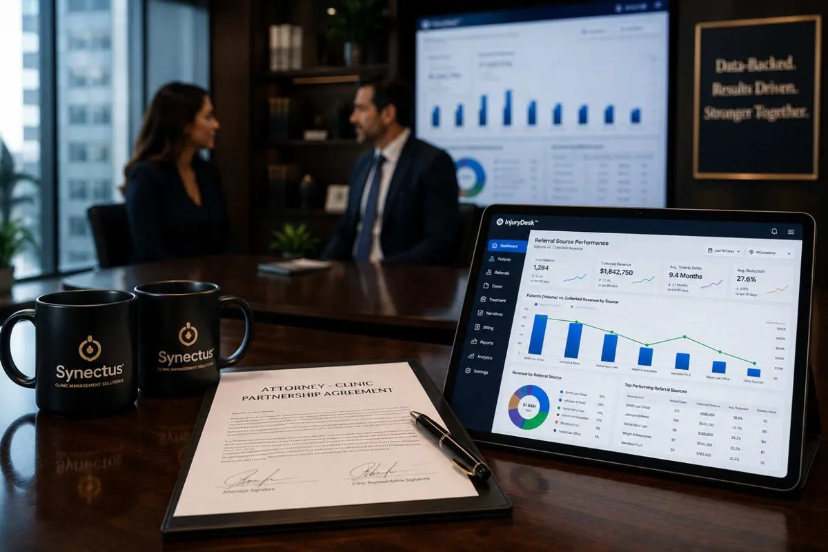 Building profitable partnerships using a PI clinic referral source tracking system Texas