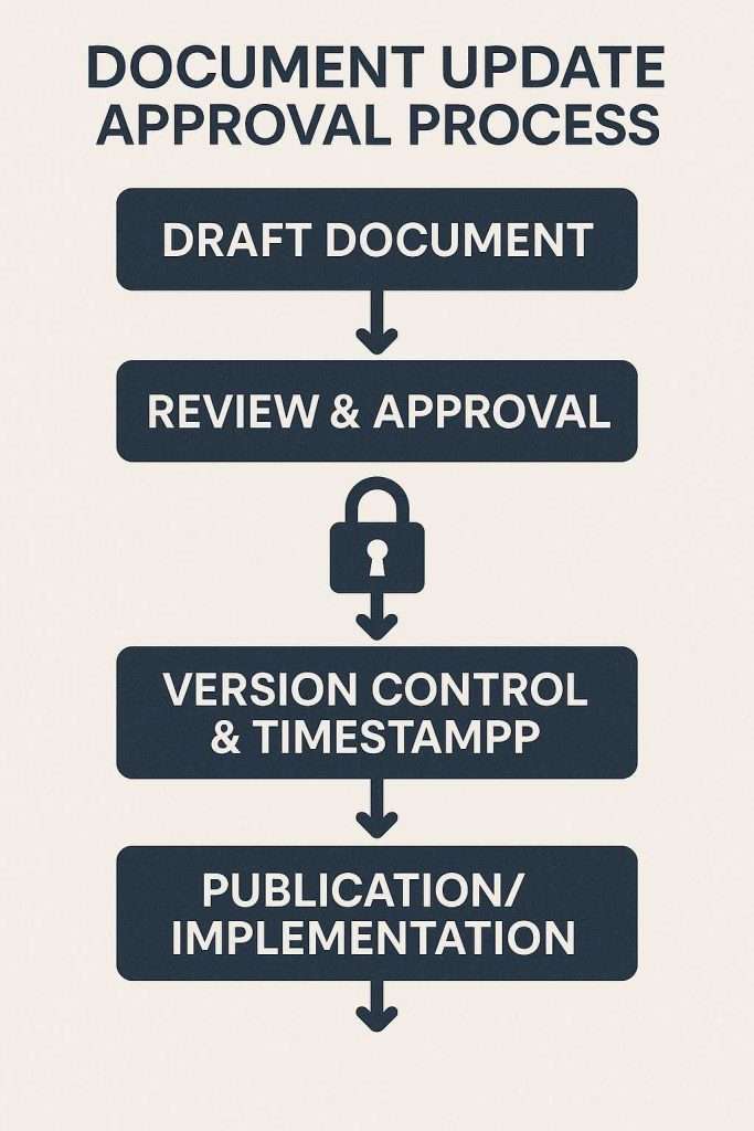 Flowchart showing document update approval process
