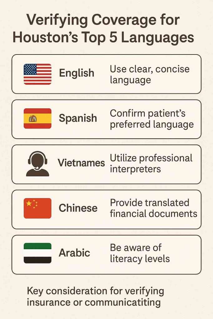 Infographic: "Verifying Coverage for Houston’s Top 5 Languages".