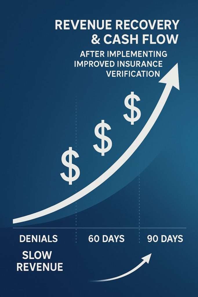 Animated timeline showing revenue recovery over 90 days post-verification fix